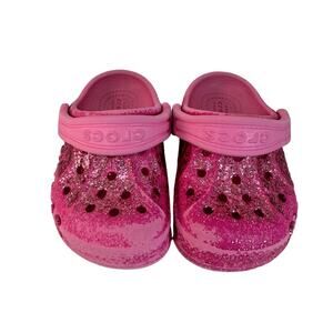 Crocs kids glitter pink size Childs 5 Great Used Condition